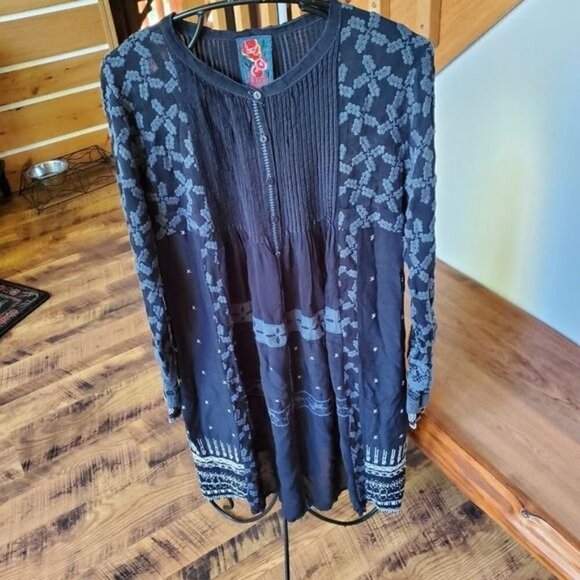 Johnny Was Embroidered Button Front Sz. M Long Sleeve Dress Tunic - Picture 5 of 12